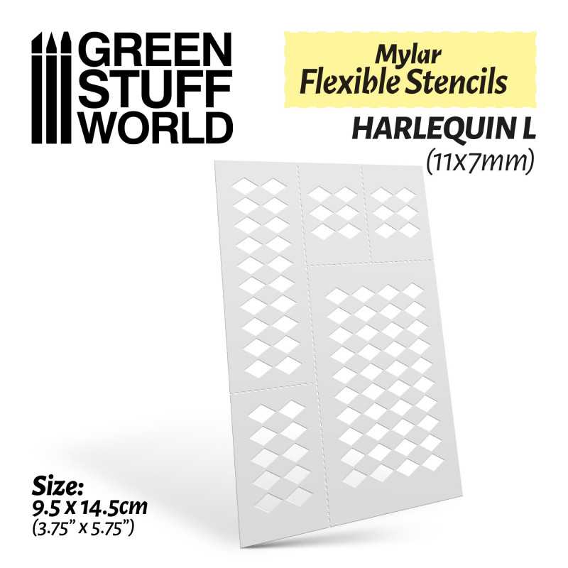 Green Stuff World - Mylar Flexible Stencils HARLEQUIN Large (11x7mm)