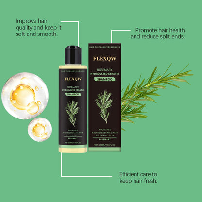 FLEXQW Rosemary Hair Growth Shampoo - 265ml | Natural Thickening & Strengthening Formula with Hydrolyzed Keratin
