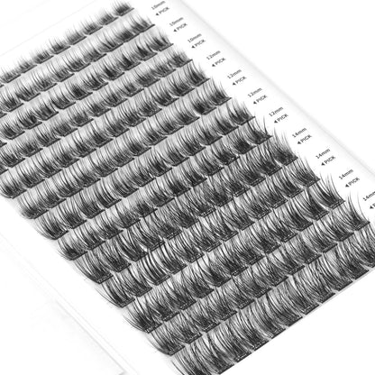 FLOMAZE Self Adhesive Eyelashes – 156-Cluster Pack, No Glue Needed, Reusable 8–16mm Mixed Lashes