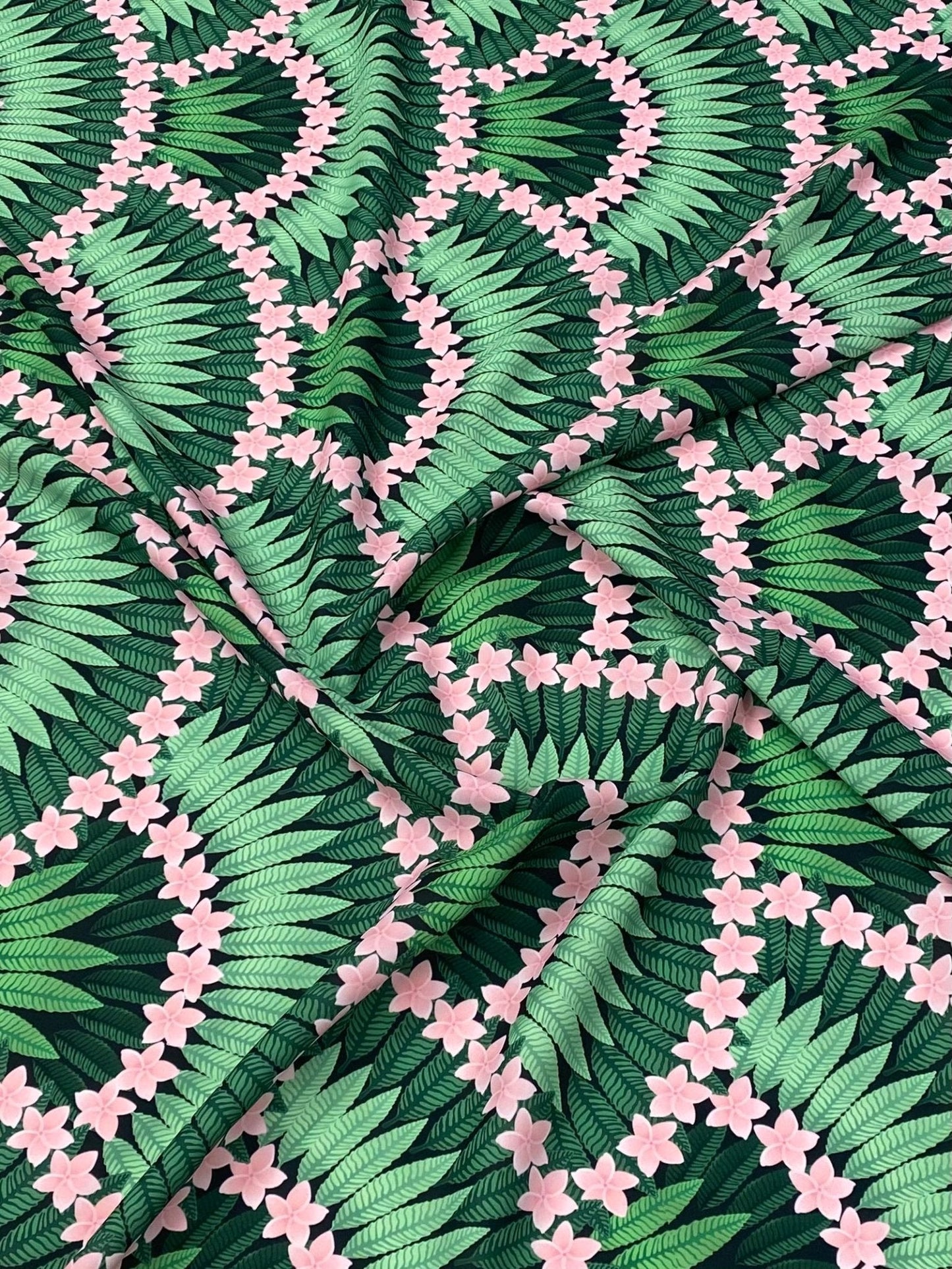 Floral Leaf Pattern Crepe Fabric by Metre