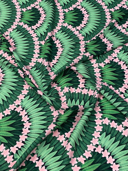 Floral Leaf Pattern Crepe Fabric by Metre
