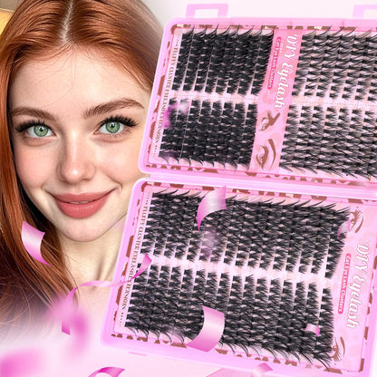 Floranest Lash Clusters Kit – 560 Pcs DIY Eyelash Extensions 9–16mm, D Curl, Fluffy Wispy + Bond & Seal
