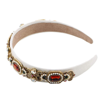 Florate Simulated Pearl Bead Vintage Crystal Headbands for Women