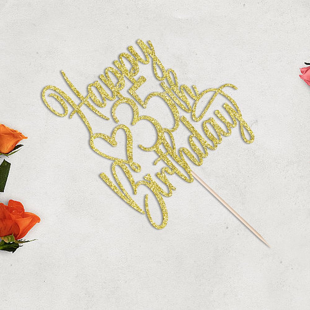 Florcmet Gold Glitter 35th Birthday Cake Topper | 35th & Fabulous