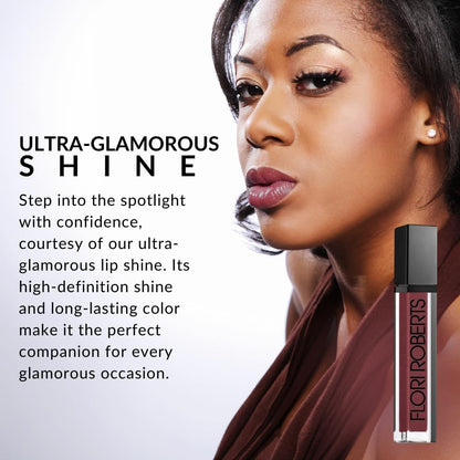 Flori Roberts Mineral Base Lip Shine - Non-Sticky, Long-Wear Lip Gloss for Deep Skin Tones