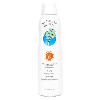 Florida Squeezed SPF 15 Sunscreen Spray — Water Resistant, Reef-Safe, 6oz, Vegan