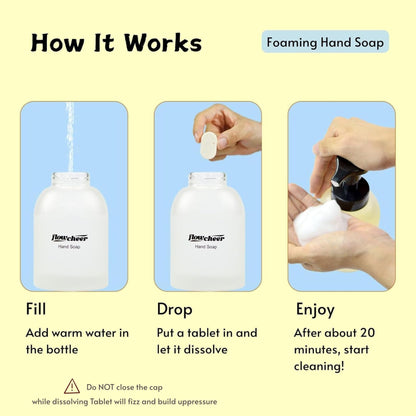 flowcheer Foaming Hand Soap Refill Tablets — 12 Pack, 108 fl oz Total, Vanilla Fragrance, No Plastic Bottle