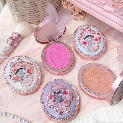 Flower Knows Midsummer Fairytales Velvet Embossed Blush – 03 Ballet Fairy (Frosty Peach), 5g | Buildable & Blendable Matte Finish