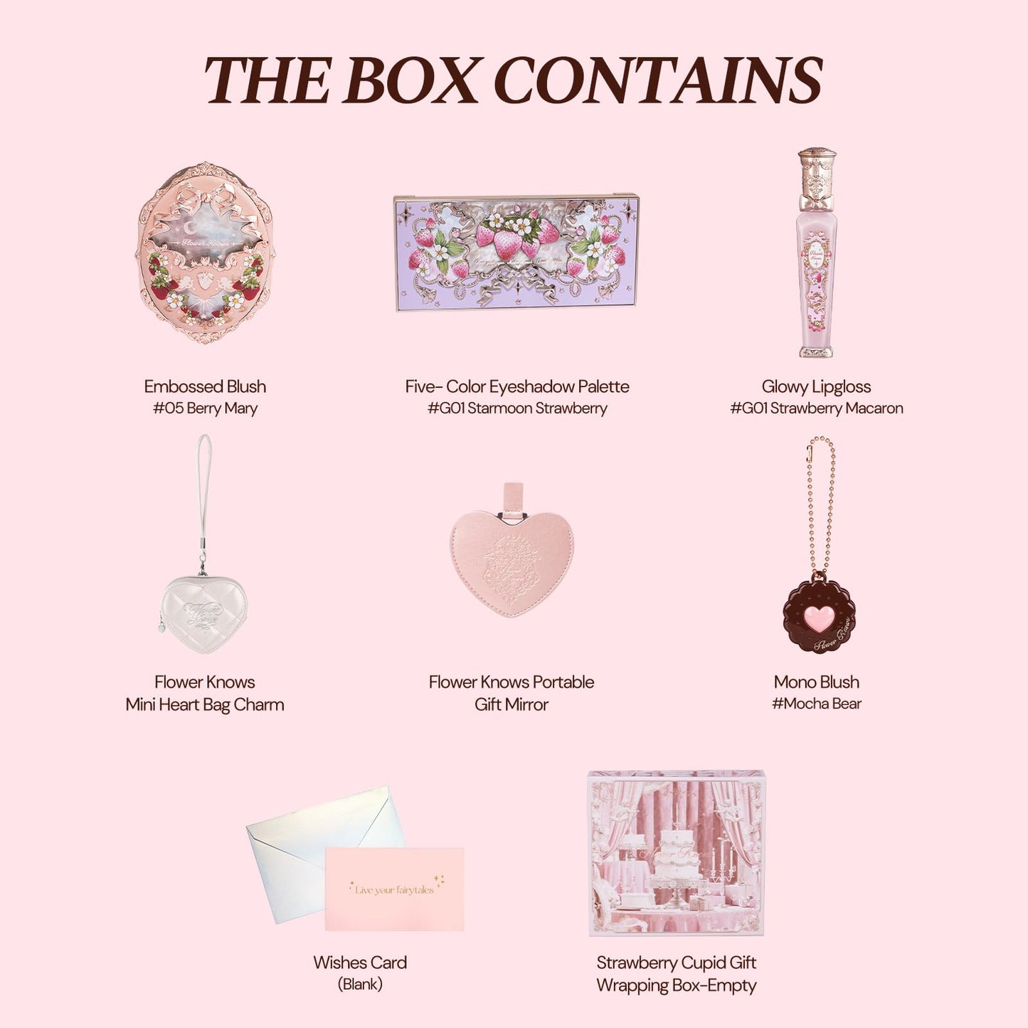 Flower Knows Feb-Blush Bliss: 8-Piece Romantic Makeup Box Set
