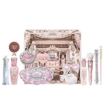 Flower Knows Shell’s Jewel 13-Piece Makeup Gift Box Set – Lip Gloss, Blush, Eyeshadow Palette, Highlighters & More