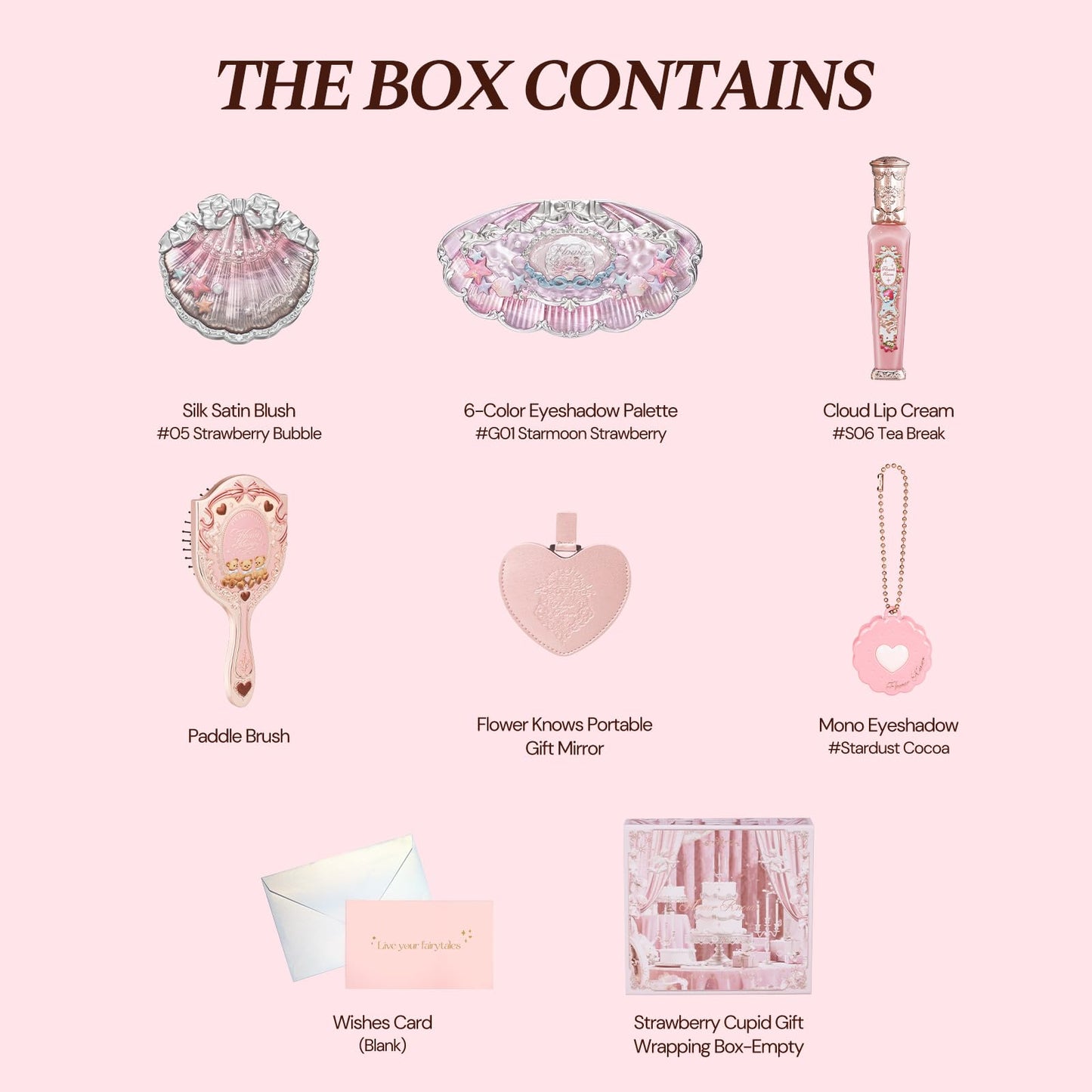 Flower Knows Feb-Glamour Glow 8-Piece Makeup Box Set | Gift-Ready Valentine's Day Beauty Kit