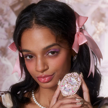 Flower Knows Strawberry Rococo Embossed Blush – Buildable Bright Pink Powder for Cheeks