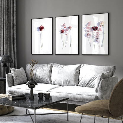 Flower paint | set of 3 wall art prints