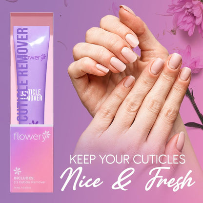 Flowery Cuticle Remover 2-in-1 Treatment | Softens & Removes Dead Skin | 0.5 oz