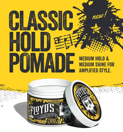 Floyd's 99 Classic Hold Pomade – Medium Hold, Medium Shine, Water-Based, 4 oz | Suavecito-Powered