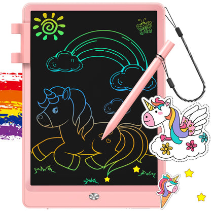 FLUESTON LCD Writing Tablet 10-Inch – Colorful Doodle Board for Kids 3-8 | Travel & Gift