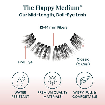 FlutterHabit The Happy Medium Lashes – 2 Sets, Up to 10 Days, Doll-Eyed Look