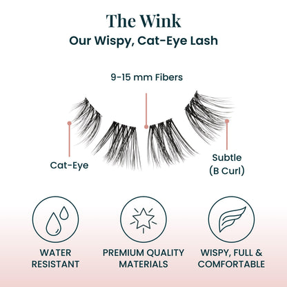 FlutterHabit Wink Ready Set Starter Kit – DIY Eyelash Extensions, 3 Lash Sets + Adhesive