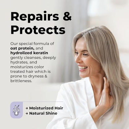 FLUX UP Purple Shampoo & Conditioner – Blonde & Silver Hair Toner, Anti-Brass, Sulfate Free (8 oz)