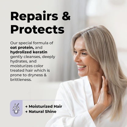 FLUX UP Purple Shampoo & Conditioner for Blonde & Silver Hair (17 oz) - Anti-Brass, Sulfate Free