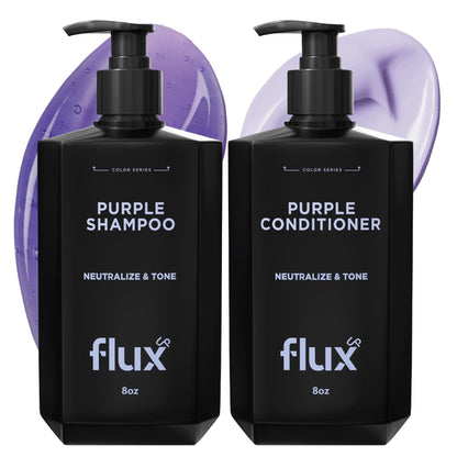 FLUX UP Purple Shampoo & Conditioner – Blonde & Silver Hair Toner, Anti-Brass, Sulfate Free (8 oz)