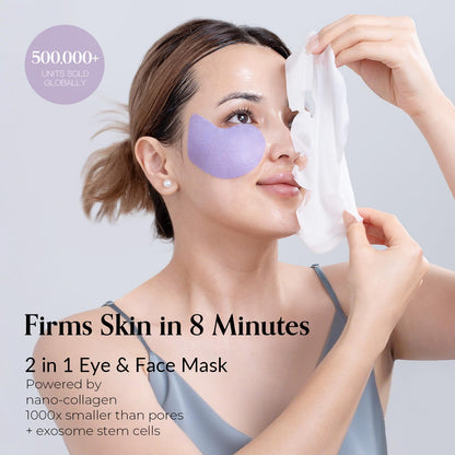 FLYODE Syn-Ake 2-in-1 Eye & Face Mask | Nano-Collagen, Birch Sap Hydration, 5 Sets