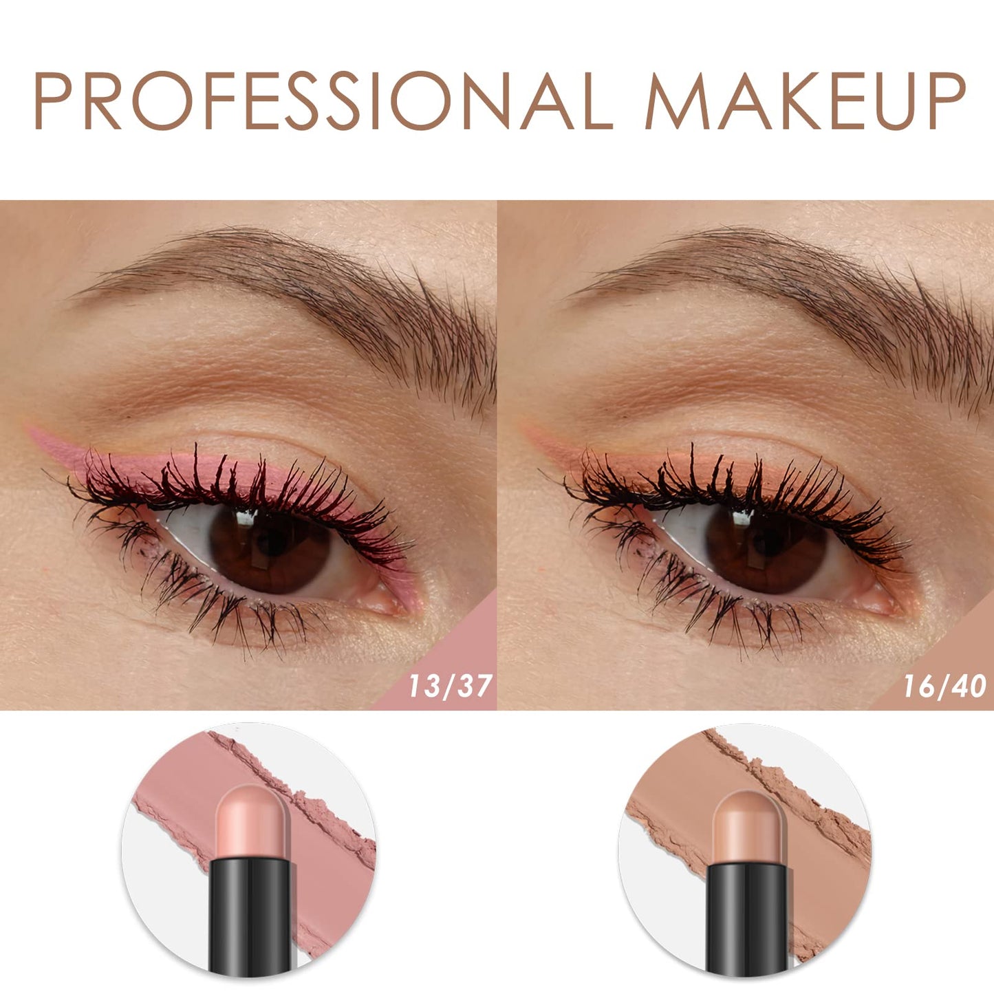 FOCALLURE 2 Pcs Cream Eyeshadow Stick – Long-Lasting, Waterproof Shimmer in Mocha Pink