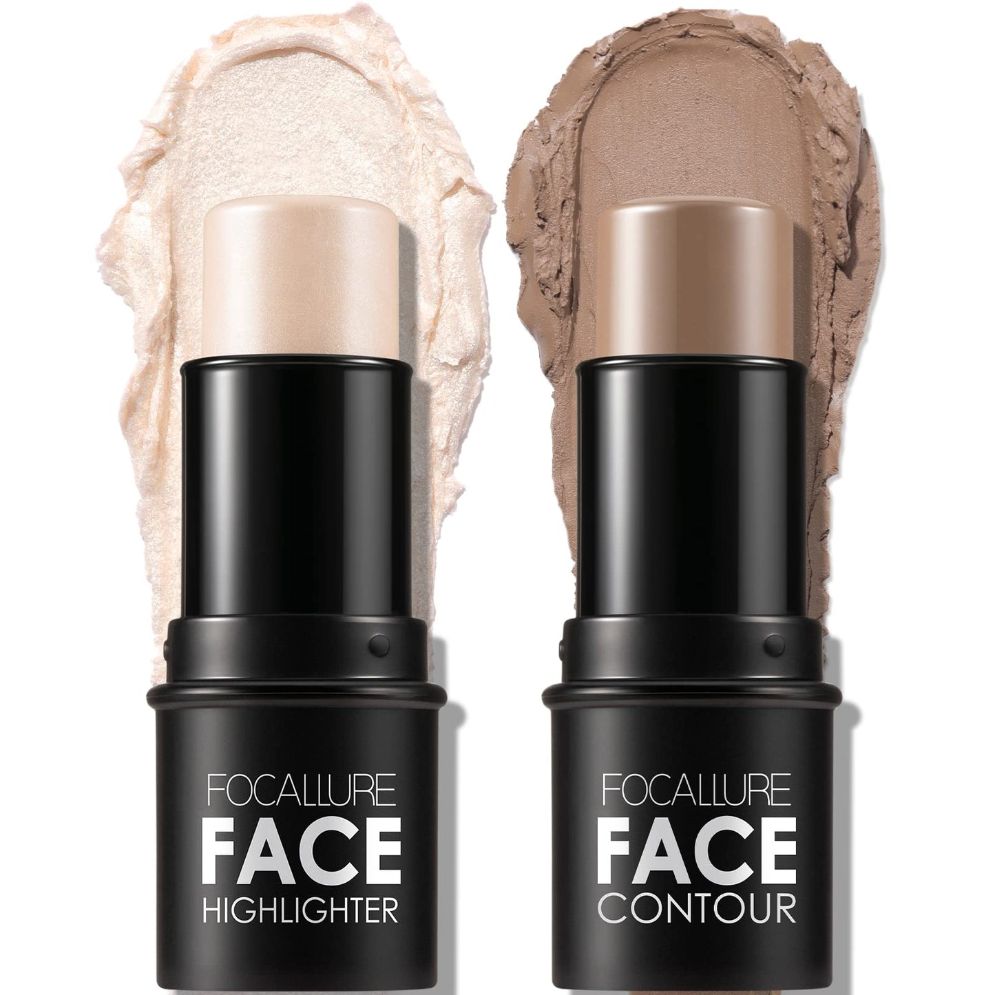 FOCALLURE 2 Pcs Mineral Cream Contour Stick – Long-Lasting Bronzer & Highlighter Pen