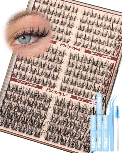 Focipeysa Fairy Lash Extension Kit – Bond & Seal, Wispy 10-16mm Clusters