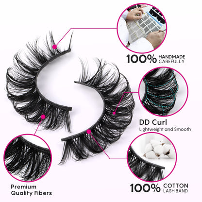 Focipeysa False Lashes Natural Look 14-17mm | 4 Styles Mixed Volume 20 Pairs