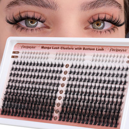 Focipeysa Manga Lash Clusters – DIY Anime Lashes, 330 Pcs (8-16mm)