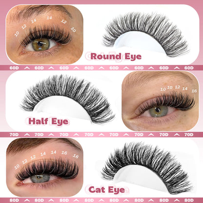 Focipeysa Lash Extension Kit 300pcs – DIY Volume Clusters 9-16mm (60D-80D)