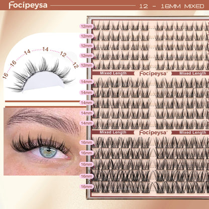Focipeysa Fairy Lash Extension Kit – Bond & Seal, Wispy 10-16mm Clusters