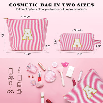 Fohufo Travel Makeup Bag Organizer – Initial Zipper Toiletry Bag for Women (Blue Letter G)