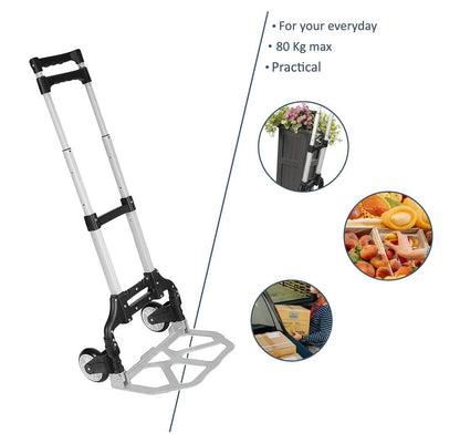 Foldable Hand Trolley UK – 80kg Lightweight Portable Cart