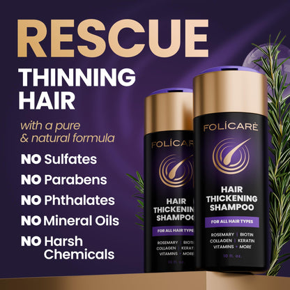 FOLICARE Thickening Hair Growth Shampoo – Biotin, Keratin & Rosemary (Sulfate Free)