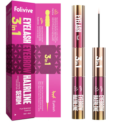 Folivive 3-in-1 Lash, Brow & Hairline Growth Serum – Natural, Vegan, Cruelty-Free (8ml)
