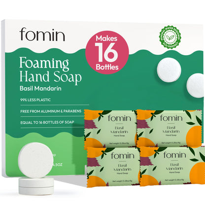 FOMIN Basil Mandarin Foaming Hand Soap Refills (16 Tablets) - 128 oz Total