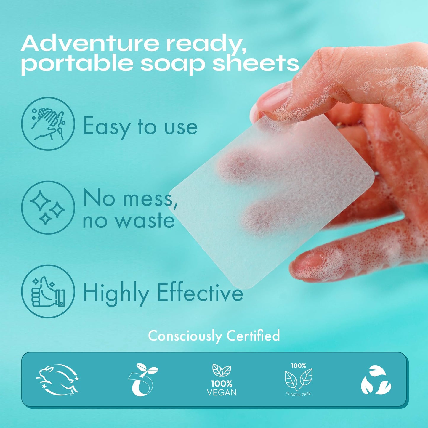 FOMIN Antibacterial Paper Soap Sheets – Portable Unscented Hand Washing (300 Sheets)