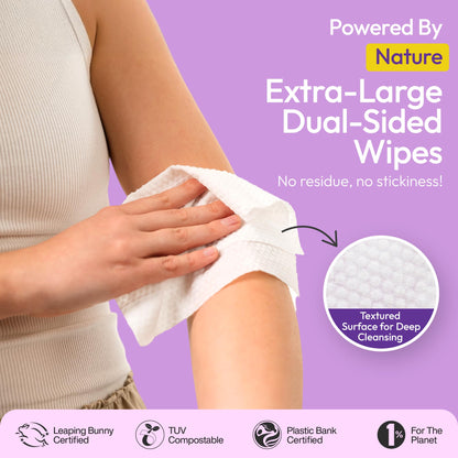 FOMIN Travel Deodorant Wipes – 50 Count, Calming Lavender & Chamomile, Plastic-Free