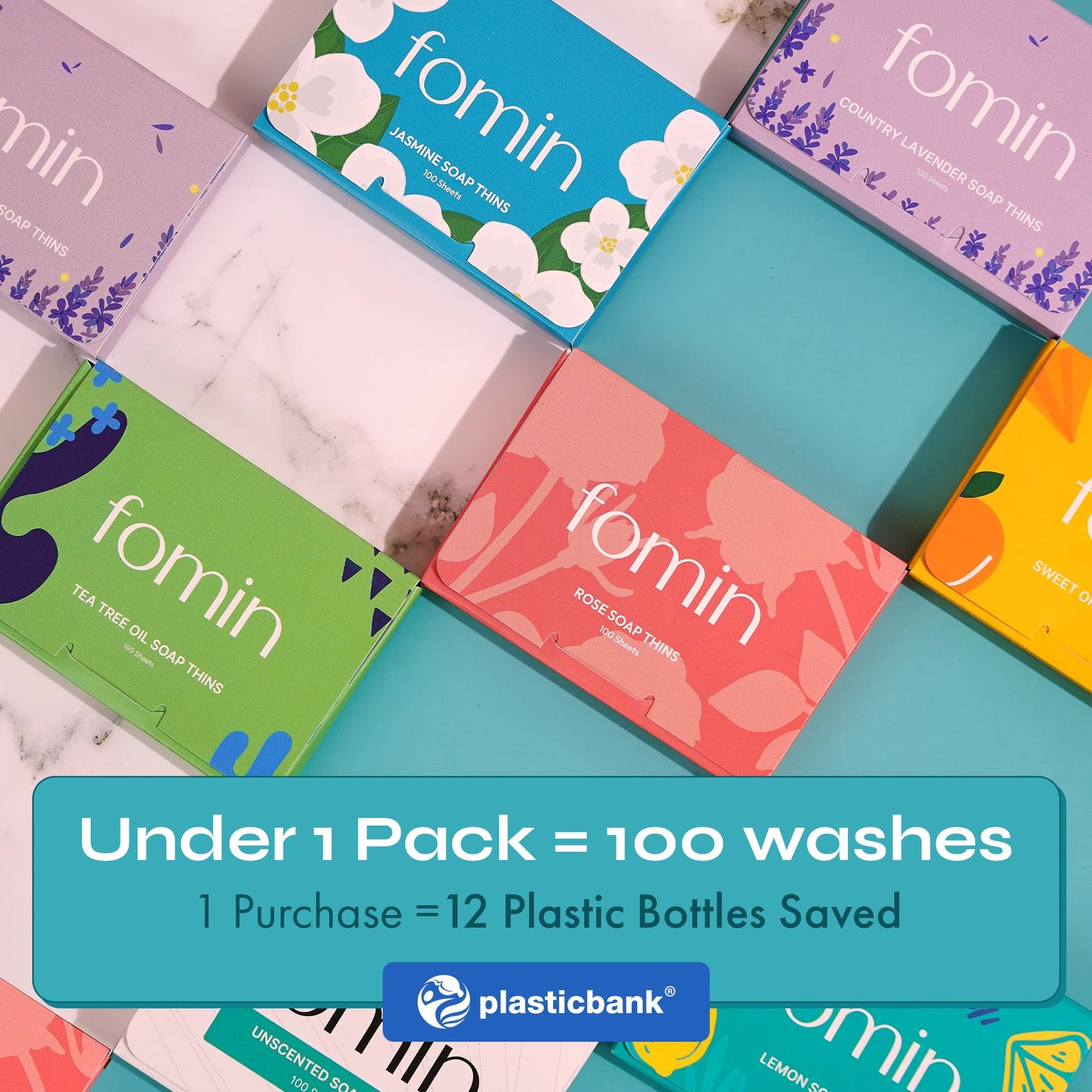 FOMIN Antibacterial Paper Soap Sheets – 300 Sheets | Lemon, Lavender, Unscented | Travel Foaming Hand Soap
