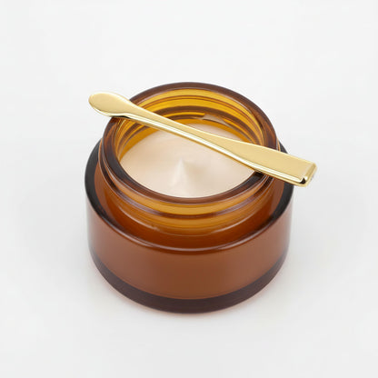 FOMIYES 50 Pcs Eye Cream Spatula – Gold Plastic Spatulas for Skincare, Hygienic & Travel-Friendly