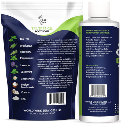 Foot Cure Tea Tree Foot Soak & Callus Remover Gel Kit — Extra Strength Pedicure for Tired Feet