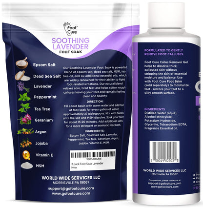 FOOT CURE Lavender Foot Soak & Callus Remover Gel Kit | Extra-Strength Foot Care for At-Home Pedicures