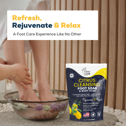 FOOT CURE Citrus Detox Foot Soak – Epsom & Dead Sea Salts (16 oz x 2)