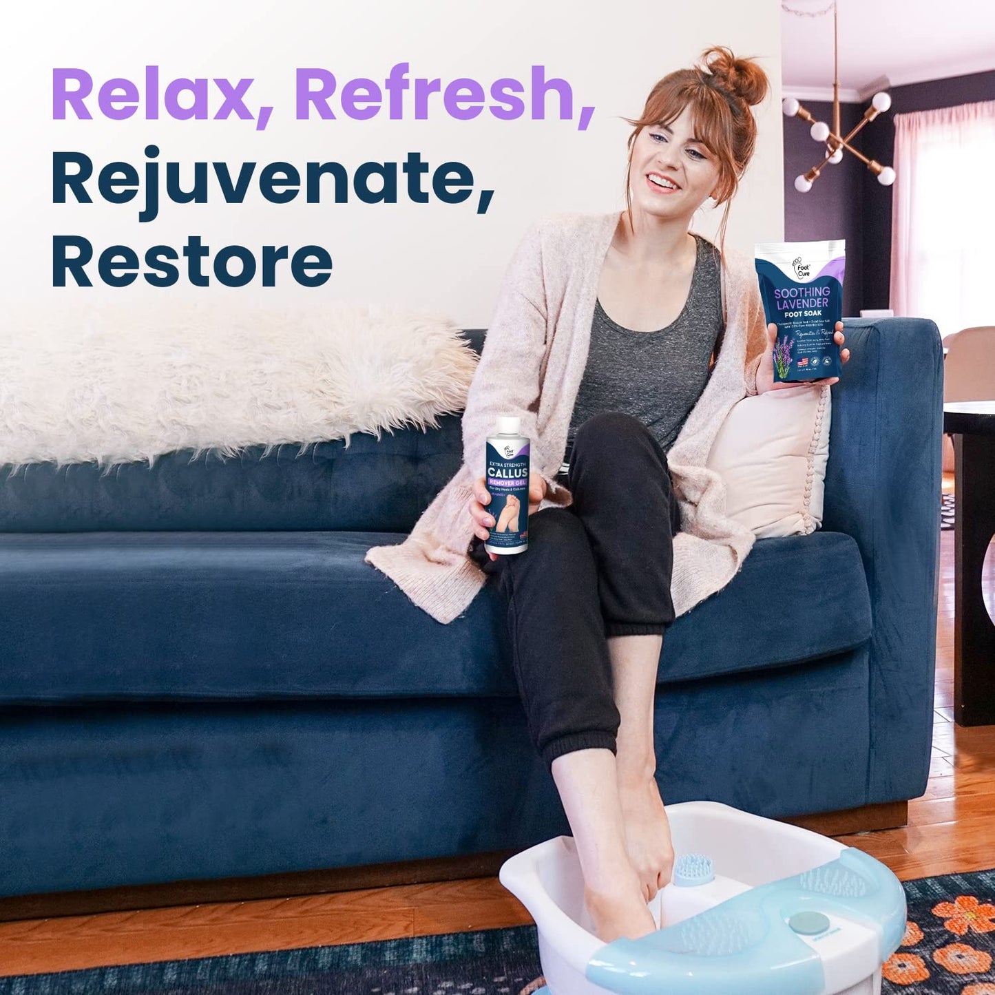FOOT CURE Lavender Foot Soak & Callus Remover Gel Kit | Extra-Strength Foot Care for At-Home Pedicures