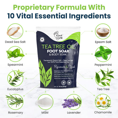 Foot Cure Tea Tree Foot Soak & Callus Remover Gel Kit — Extra Strength Pedicure for Tired Feet