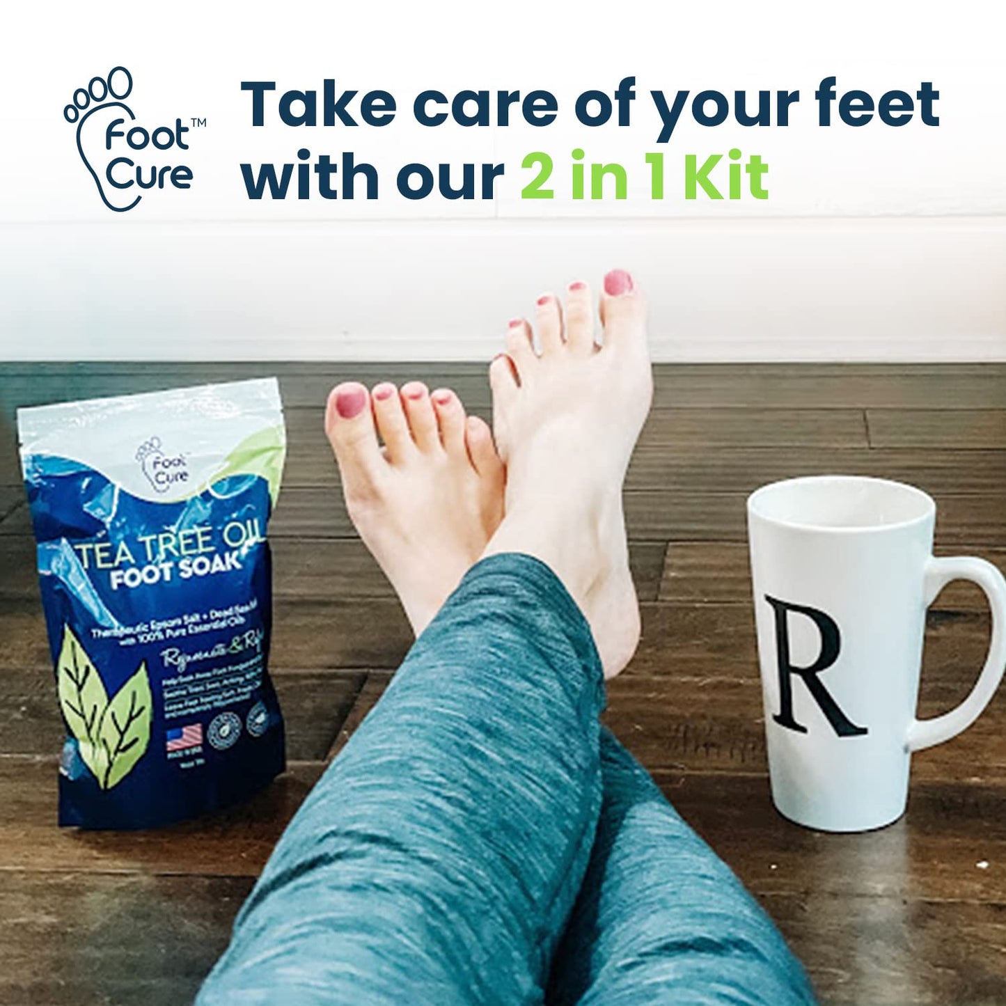 Foot Cure Tea Tree Foot Soak & Callus Remover Gel Kit — Extra Strength Pedicure for Tired Feet