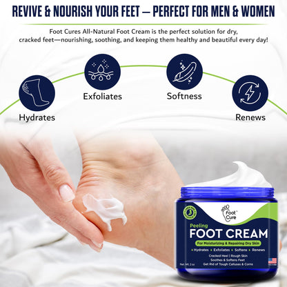 FOOT CURE Tea Tree Oil Foot Cream – Hydrating Foot Care for Dry, Cracked Feet, Heel & Callus Treatment (2 oz)