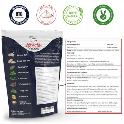 FOOT CURE Tea Tree Oil & Muscle Foot Soak with Epsom Salts – All-Natural Foot Care (Pack of 2)
